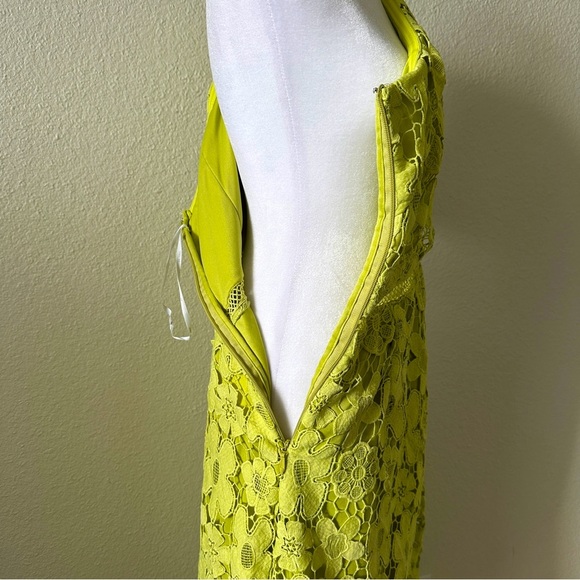 JUST ME Lime Crochet Lace One Shoulder Short Sleeve Midi Dress Just Me Sz. Large - Picture 13 of 13